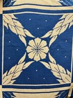 late 1800s early 1900s loom woven coverlet / blue and white geometric and floral — photo 5