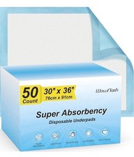 50 Count 30 X 36 Super Absorbency Disposable Underpads, Leakproof Quick Drying