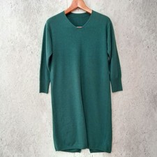 URBAN RESEARCH ROSSO Knit Dress Back Slit V-neck Green
