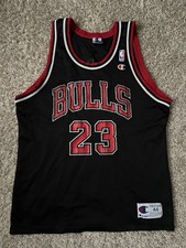 Vintage 90s Champion Chicago Bulls Michael Jordan #23 Jersey Black Size 44 Large