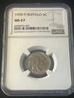 1938-d Buffalo 5c Ms67