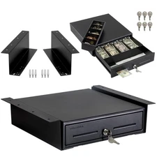 13" Electronic Cash Register Drawer with Under Counter Mounting Metal Bracket...