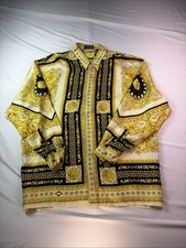 Versace Classic V2 shirt features a distinct black and gold Baroque and Greek