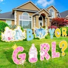 Gender Reveal Yard Signs with Stakes Baby Shower Decorations Boy Or Girl Letters