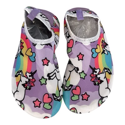 Girls Water Shoes Purple Unicorn  Slip On Kids Size  2.5 (34-35)