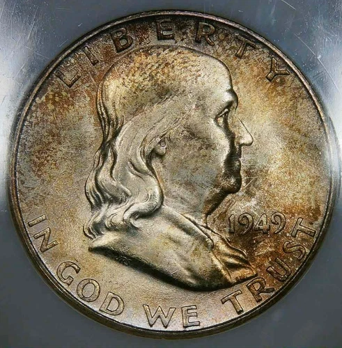 1949-S__MS 65 (Fatty)__Franklin Half Dollar__Toned__NGC, Unc Silver Coin