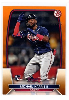 2023 Bowman Michael Harris II Orange 23/25 Rookie 76 RC Braves Jersey #