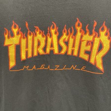 Thrasher Magazine Logo T-Shirt Black Short Sleeves Skater Y2K 00S San Fran SZ M