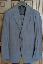 EMPORIO ARMANI G Line Suit, Blue Micro Plaid w/ Brown, Size 42 R (52 EU) - NWOT