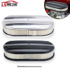12 X 2oval Shapechrome Half Finned Air Cleaner Set With Washable Filter