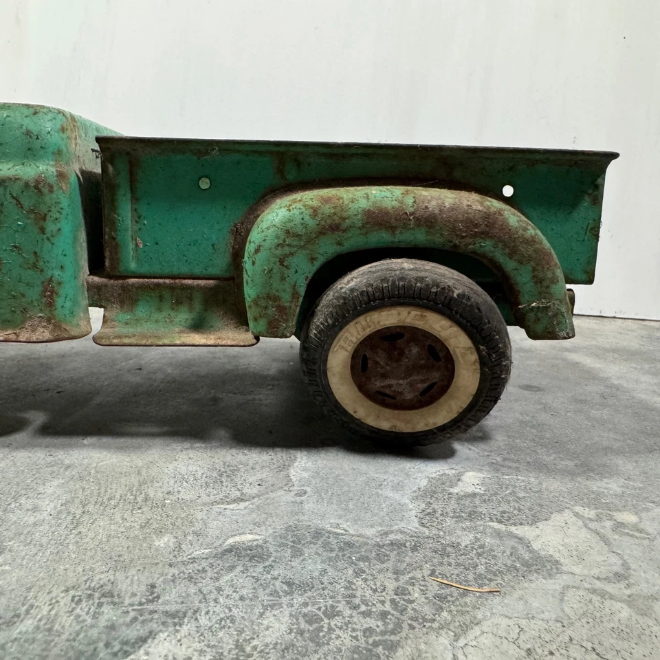Camión Buddy L Stepside vintage años 50 acero prensado verde decoración antiguo juguete RARO Foto 4 de 4