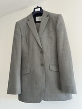 Daniel Hechter Men’s 2-Piece Wool Suit Grey Stripe 40L 34W 33.5in Leg