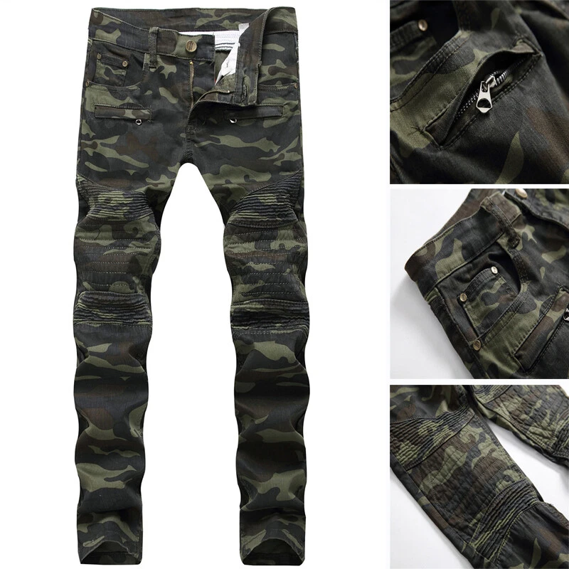 Camo moto jeans mens clearance
