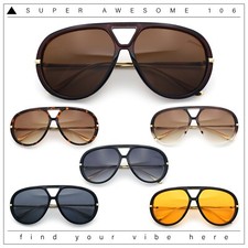 Iconic 80s Oversized Round Racer Metal Arm Plastic Sunglasses