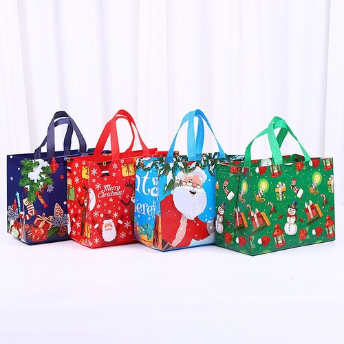 4/8/12 Reusable Christmas Gift Bags Large with Handles, Christmas Tote