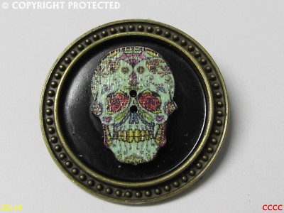 steampunk gothic brooch badge pin sugar skull day of the dead Día de Muertos #S4
