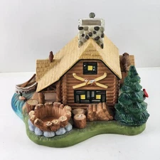 Partylite Gone Fishin' Tealight House P7305 Fishing Cabin Village Scene Vintage