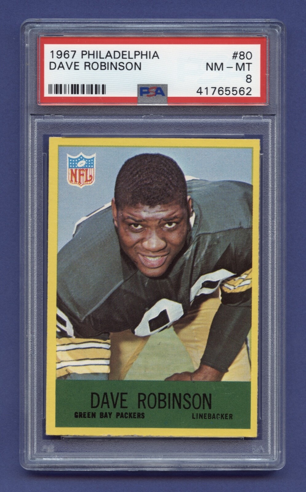 1967 DAVE ROBINSON HOF PSA 8 NM-MT GRADE PHILADELPHIA GREEN BAY PACKERS #80 RZC