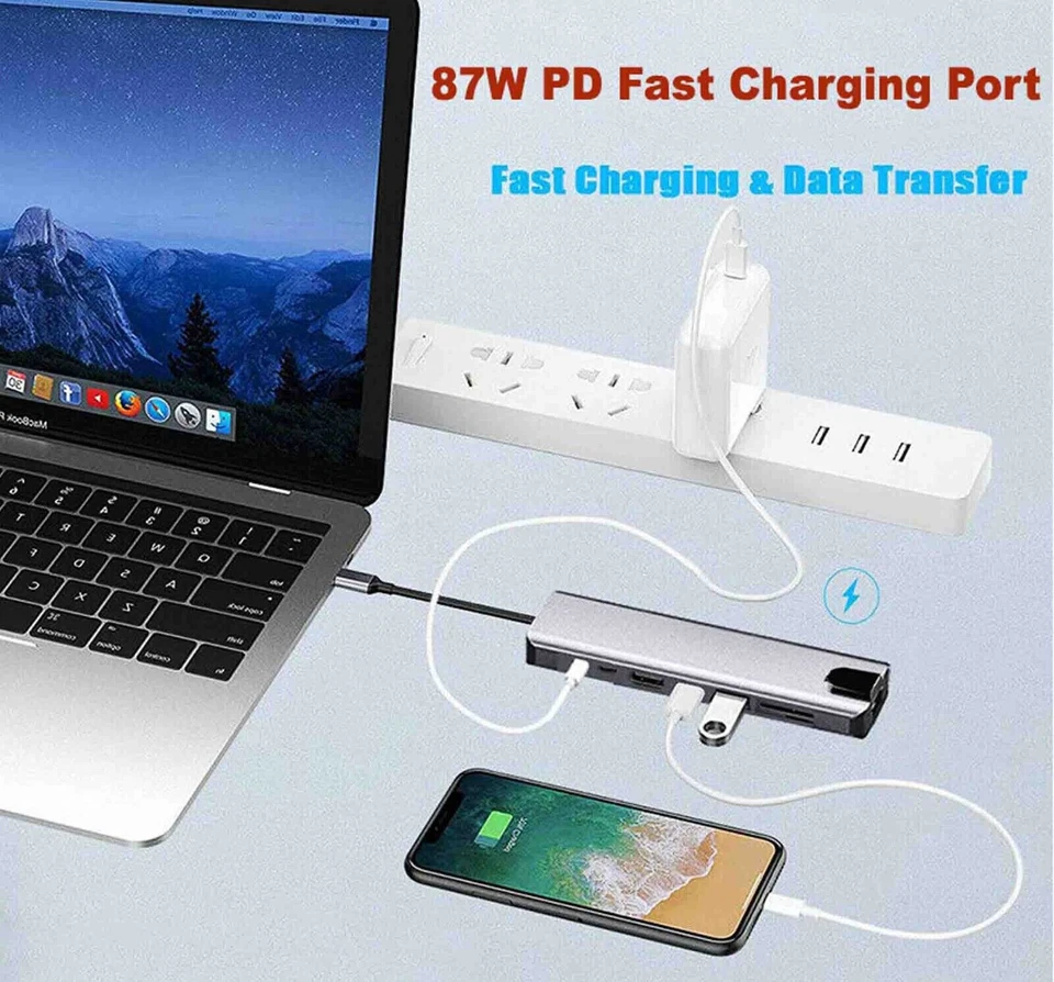 USB C HUB Type-C to USB 3.0 4K HDMI SD/TF PD Port Thunderbolt MacBook Phones - Image 4 of 4