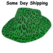 Green Animal Print Camouflage Fedora Hat By Party Glowz