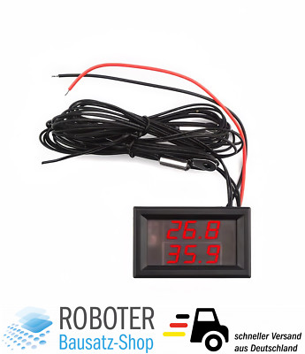 Doppel LED Anzeige mit wasserfesten Temperatursensor DC 4-28V (Rot & Rot)