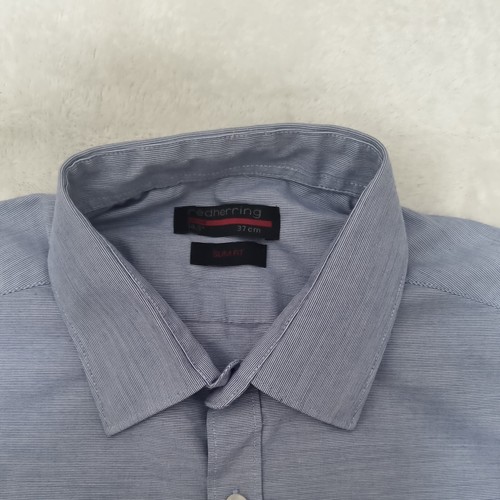 RED HERRING MENS SLIM FIT BLUE STRIPED SHIRT 14.5 - Picture 7 of 7