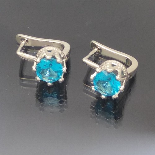18K White Gold Filled Stunning Italian Indicolite 18ct GF Earrings 15mm - Picture 4 of 13