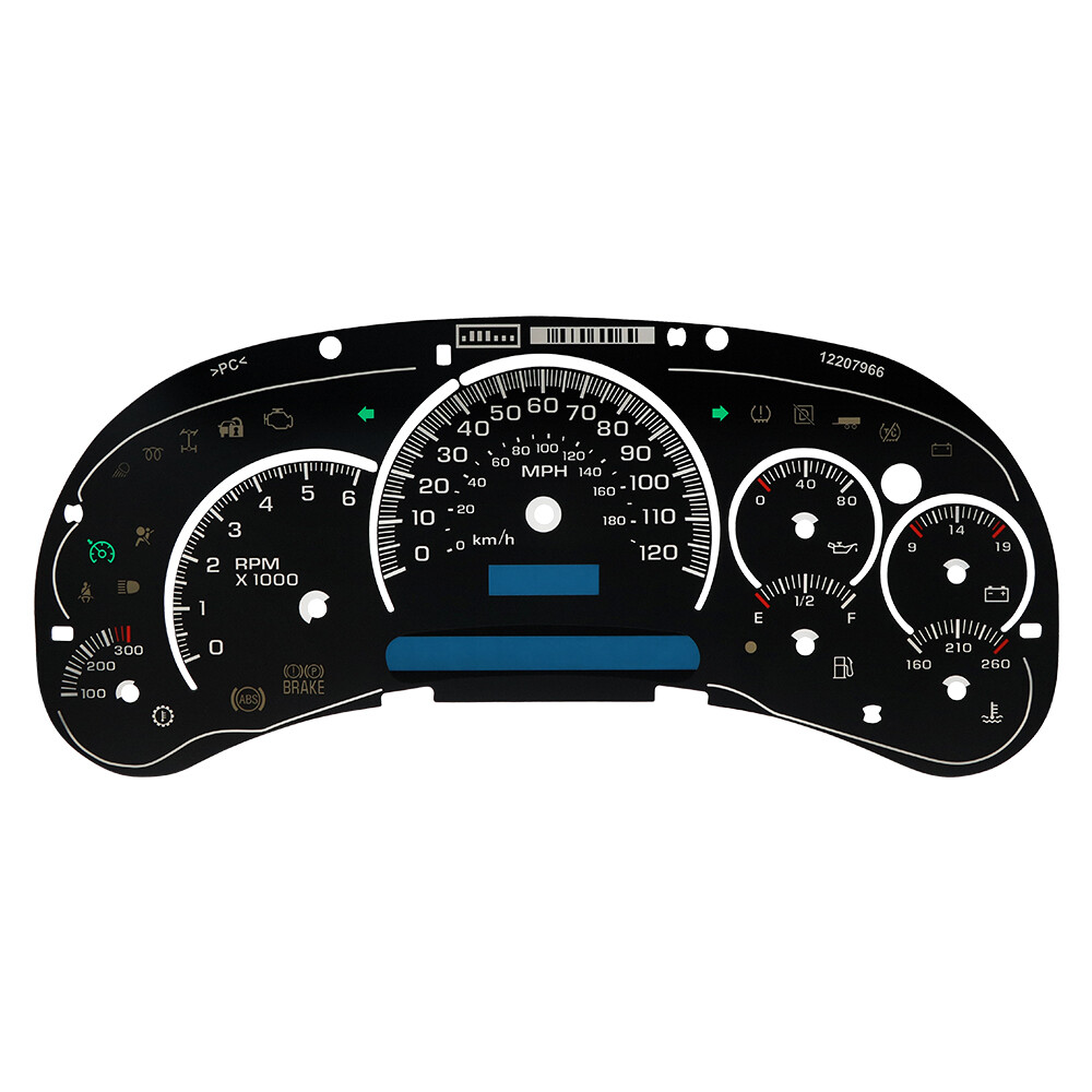 Black Gauge Face Overlay LED Version Trans Temp for GM Silverado Sierra Tahoe