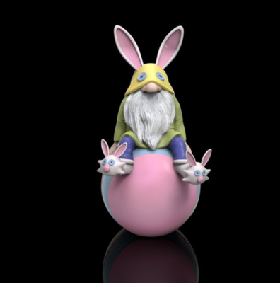 UNPAINTED Easter Egg Gnome 3D Printed Model Kit 7'' Tall (3-23)