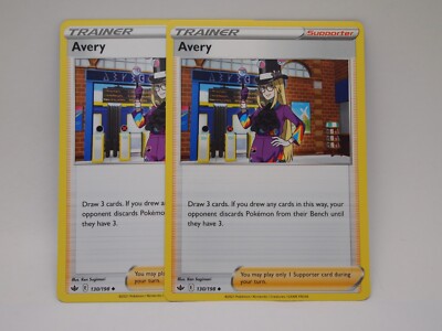 2x Avery 130/198 Chilling Reign Uncommon Trainer Supporter Pokemon TCG