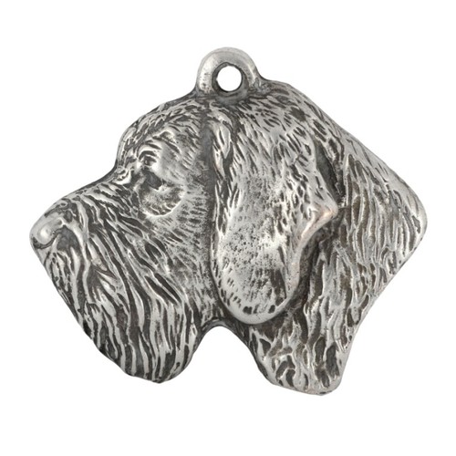 German Wirehaired Pointer - Silver-plated key ring with a dog in a gift box, han - Picture 5 of 9