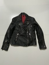 Topshop Rosemary Goat Skin Leather Black Motorcycle Biker Women’s Jacket Sz. 6