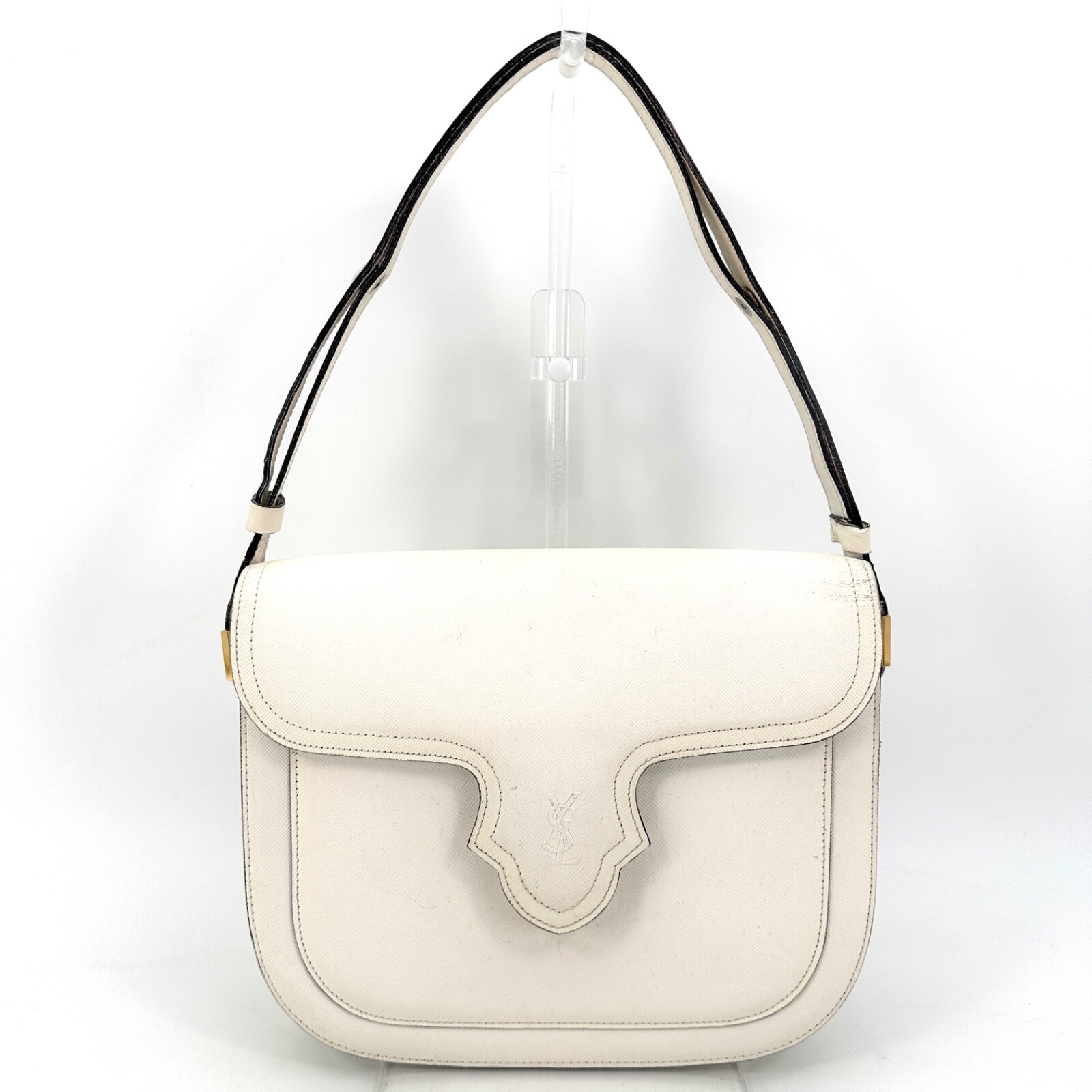 YSL Yves Saint Laurent 2way Leather White Shoulder Bag M01-0411