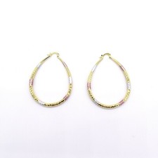 18k Layered Real Gold Filled Oval Multi colors Hoop Earring