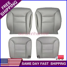Fits 95-99 GMC Yukon Driver & Passenger Bottom & Top Leather Seat Cover Gray