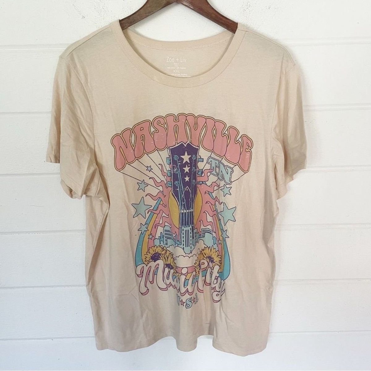 Zoe+Liv Women's Music City Short Sleeve br Graphic T-Shirt