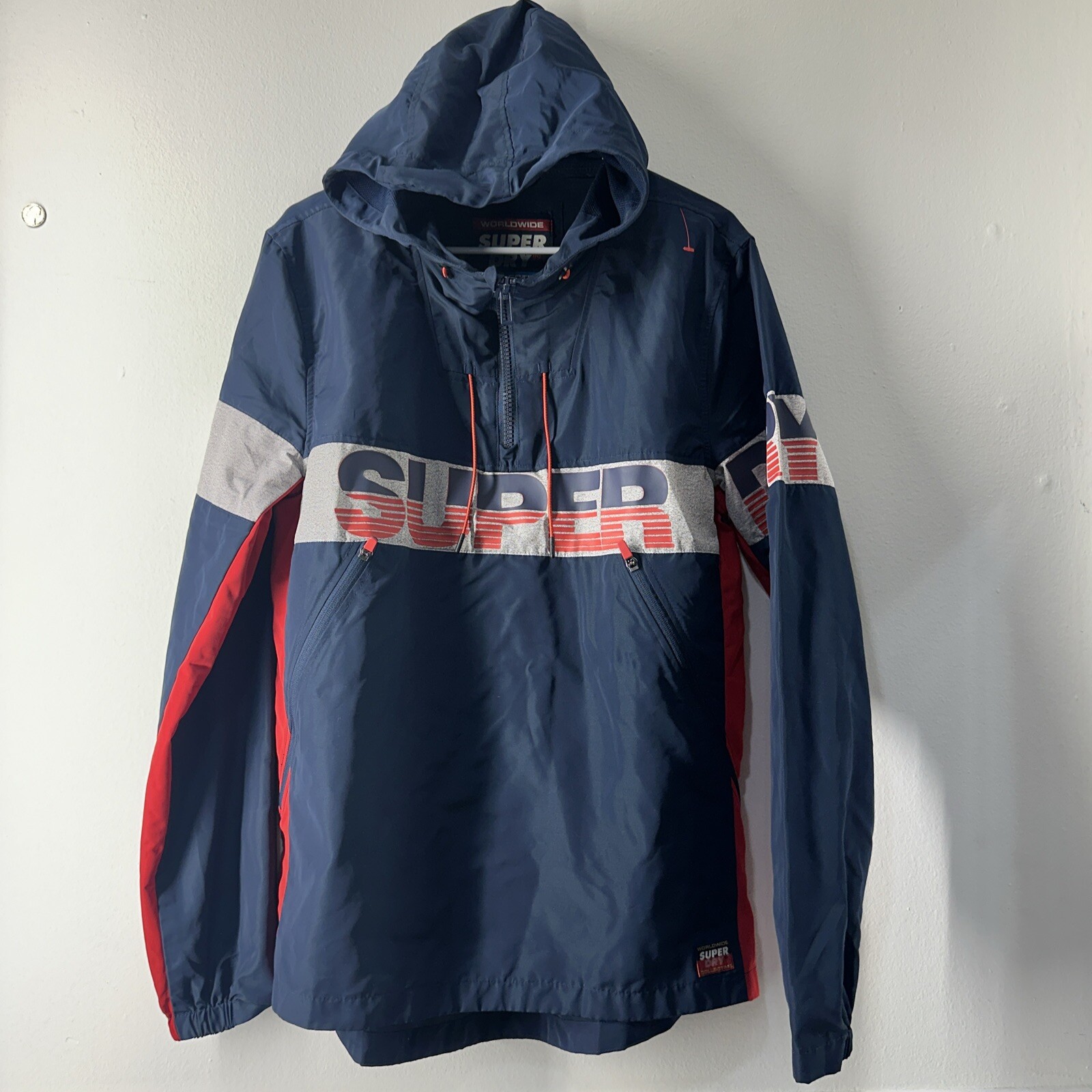SUPERDRY Men Hooded Anorak Jacket Coat Size M 1/4 Zip