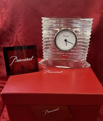 NIB FLAWLESS Exquisite Baccarat France Art Glass Huge 6  LALANDE Crystal CLOCK