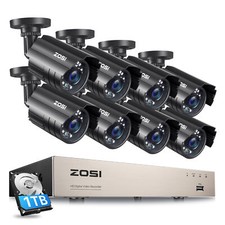 ZOSI 5MP Lite DVR H.265 8CH 1080P Security Camera System 1TB Recording Outdoor