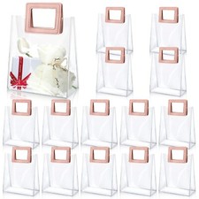 15 Pack Clear Gift Bags with Handles Transparent PVC Gift Bag Heavy Duty Gift...