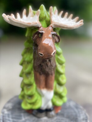 Brawnson Moose Ceramic Vase By Blue Sky Clayworks Collectible NIB
