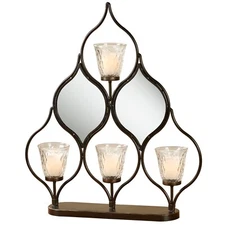 Shanley Tealight Votive Metal Candelabra Table Centerpiece Accent Bronze