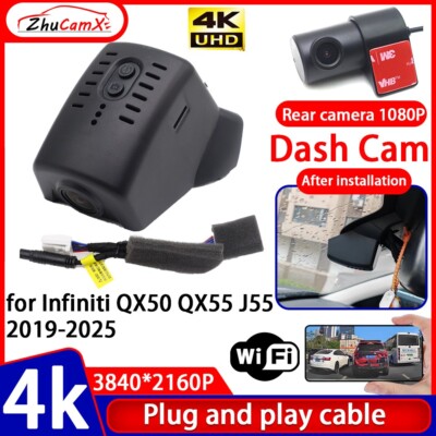 Plug and Play 4K Wifi DVR Dash Cam Camera for Infiniti QX50 QX55 J55 2019-2025