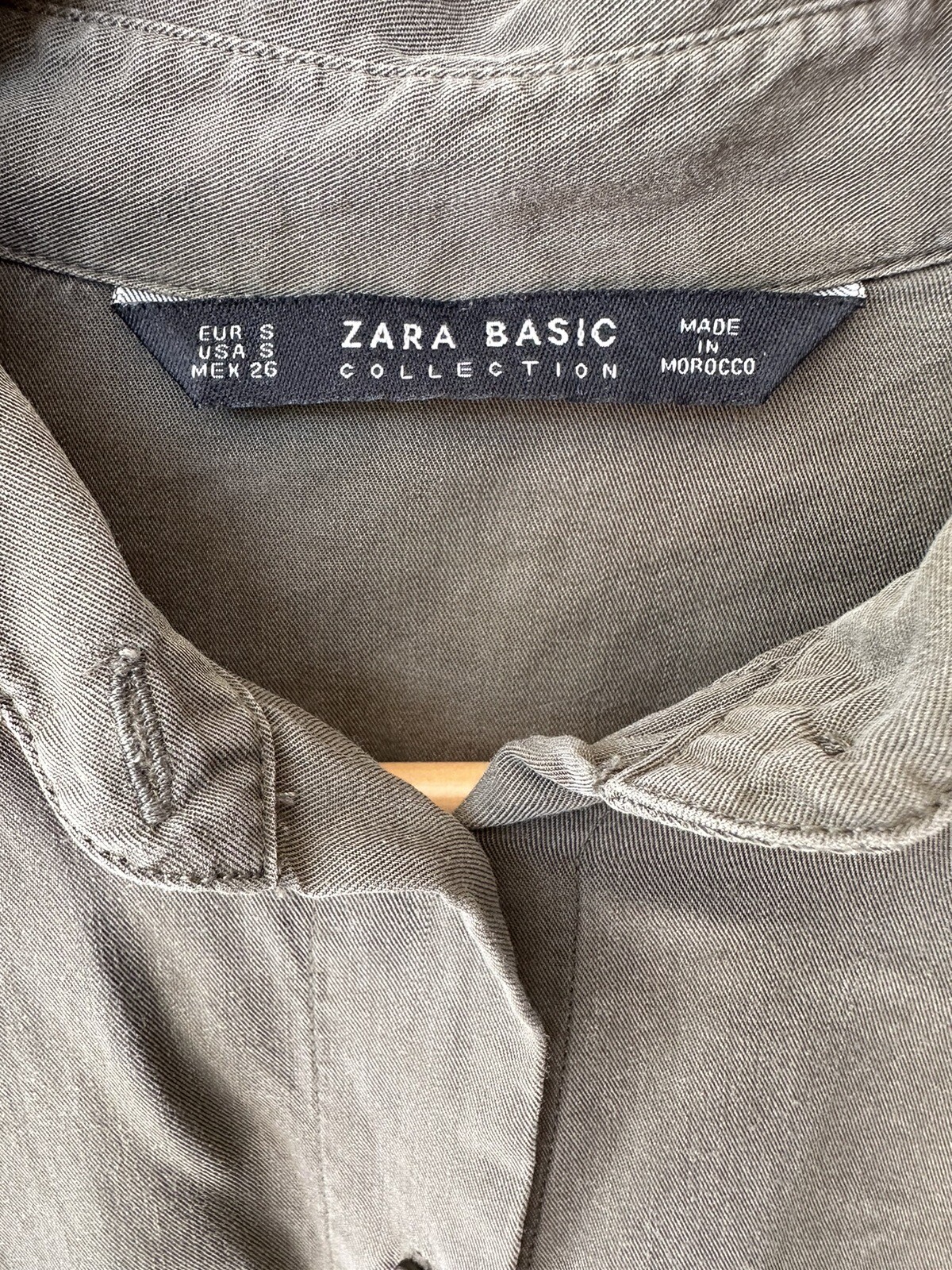 Zara Olive Green Button Down Split Back Shirt Wom… - image 4