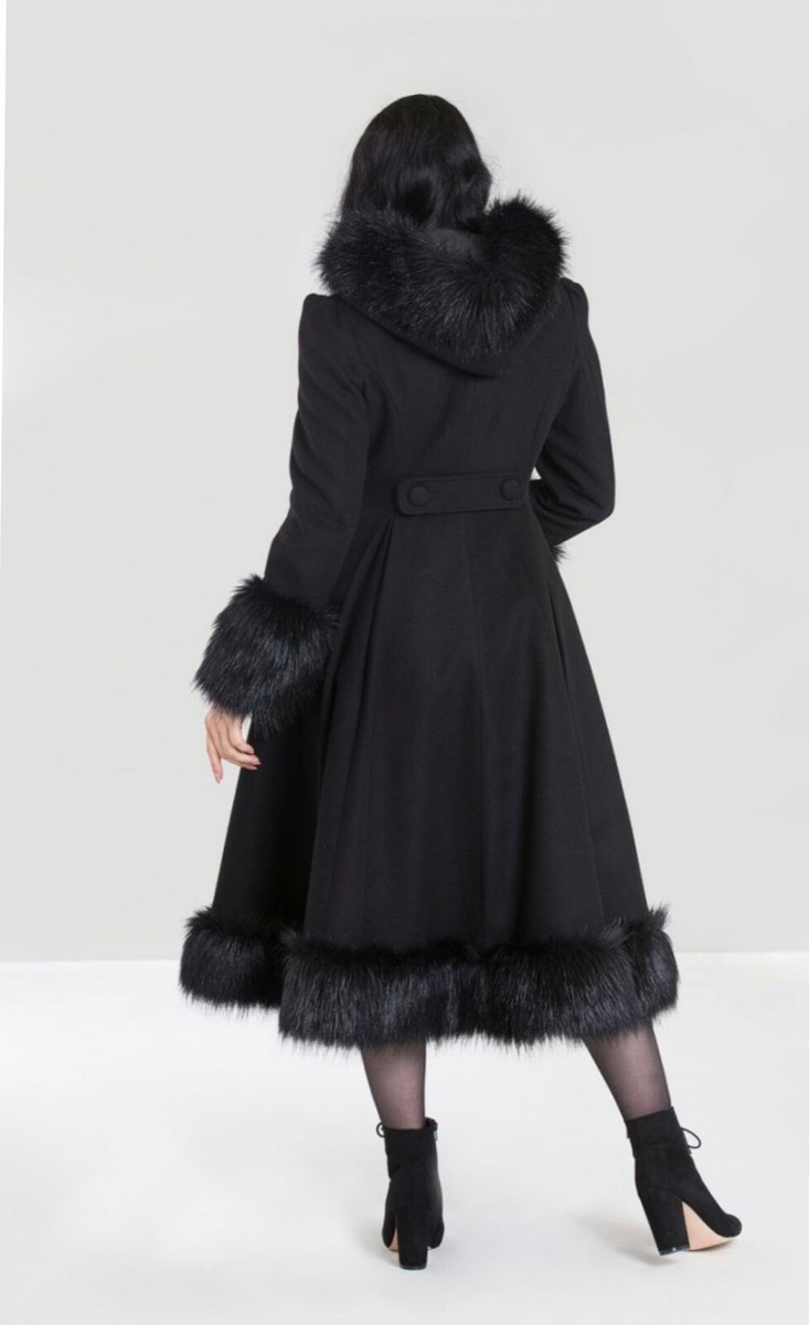 Hell Bunny Elvira Dramatic Statement Long Hooded Vintage Fur