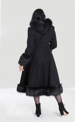 Hell Bunny Elvira Dramatic Statement Long Hooded Vintage Fur