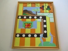 VINTAGE MODERNIST PAINTING ABSTRACT CUBIST CUBISM HOLLYWOOD THEATRE STAGE LIGHTS