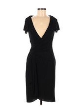 DAVID MEISTER Dress Sz 6 Black Knee Length V Neck Short Sleeve Party Cocktail