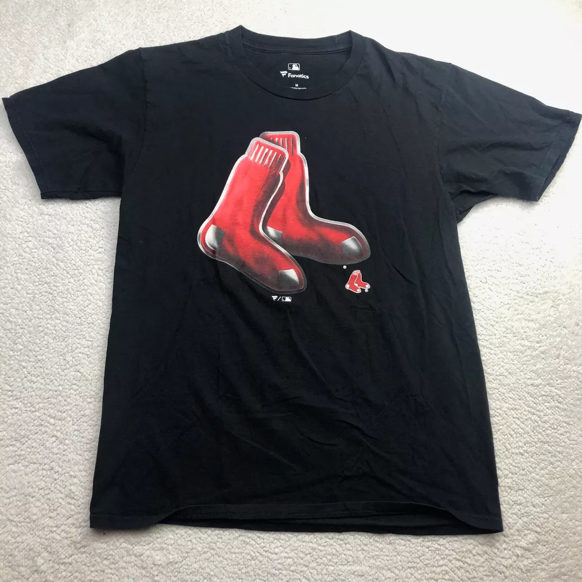 Boston Red Sox Shirt Mens Medium Black Fanatics Short Sleeve MLB