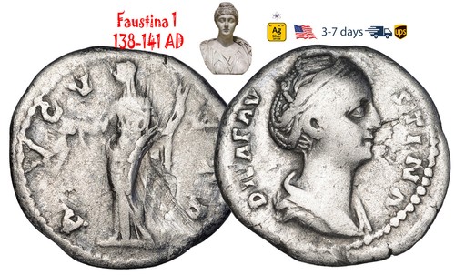 Moneta Antico Impero Romano Argento Faustina 1 138 141 d.C. Moglie ANTONINO PIO#32465
